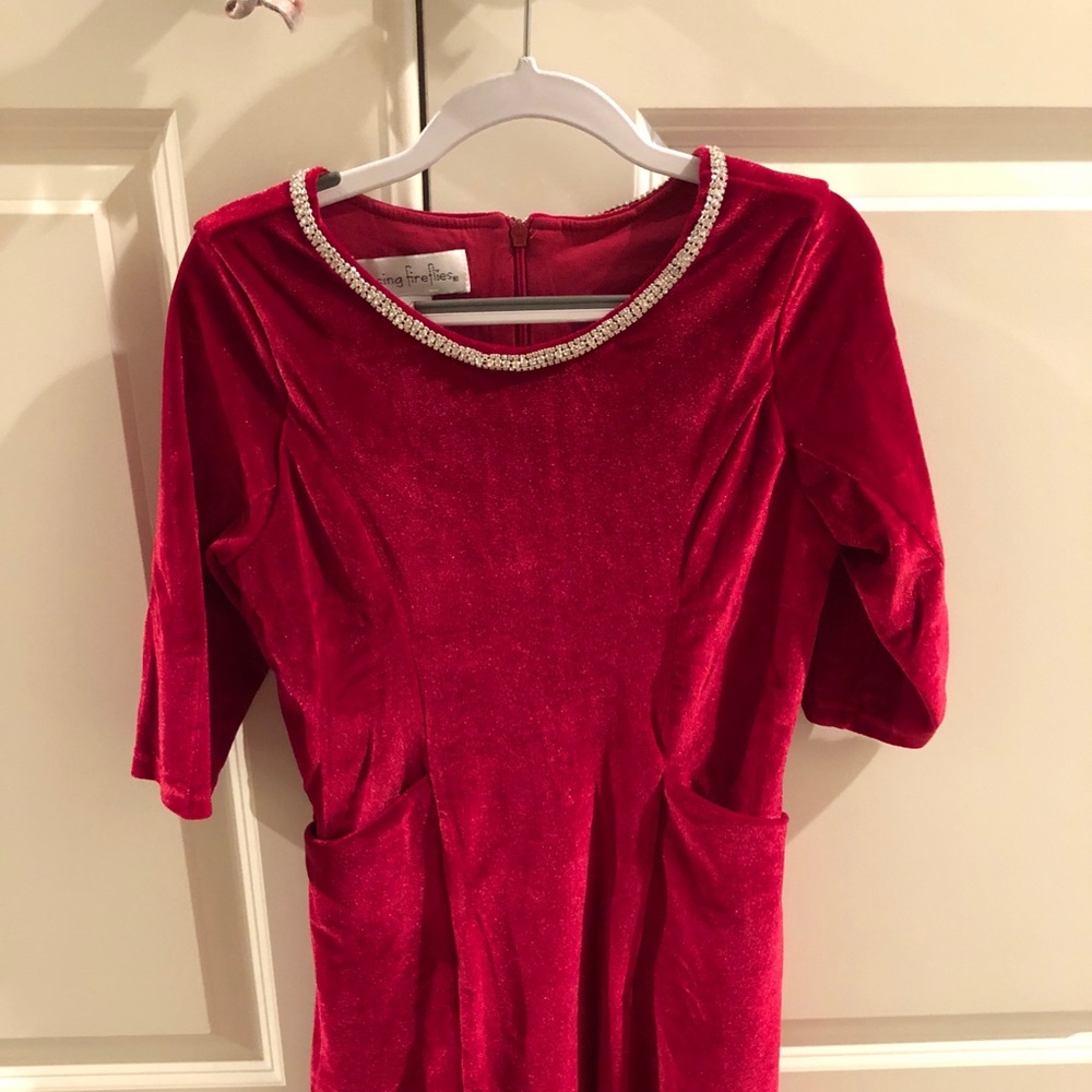 Chasing Fireflies - Red Velvet Short Sleeve Dress